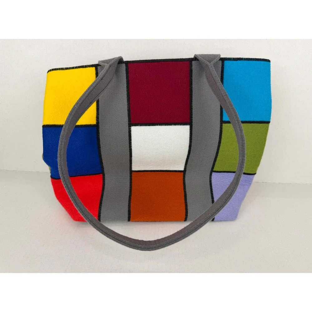 Rayerbag Marta‎ SOLOQUADRO Tote Bag Large Multicolor Colorblock Patchwork Felt